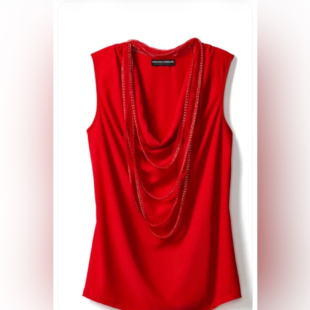 Brooke Shields Sleeveless Chiffon Top